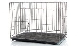 A simple metal dog crate that's not heavy duty