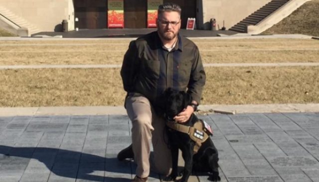 Decorated Marine Retired Accompanied by Canine Companion