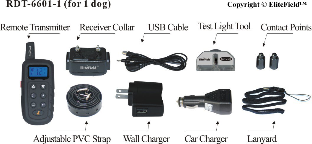 EliteField Remote Dog Trainer inclusions