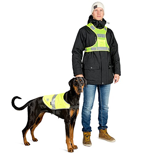 The Friendly Swede Reflective Safety Dog Vest w/ Matching Human Vest