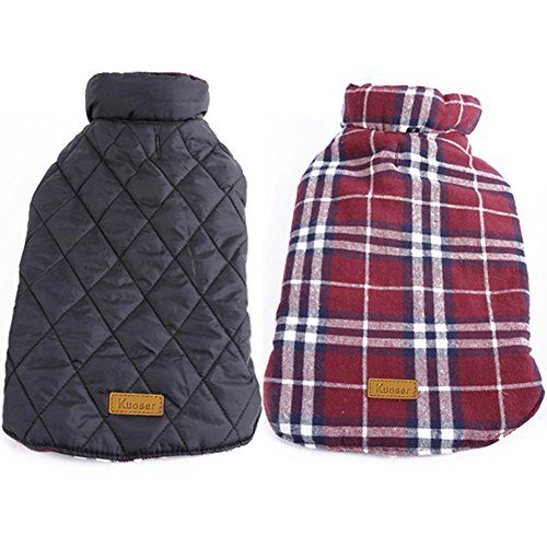 Kuoser Cozy Reversible British style Plaid Dog Vest