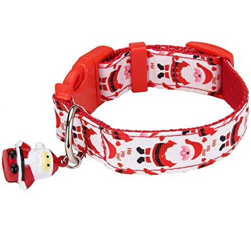 Itery Adjustable Nylon Collar with Santa Claus Pattern and Bells