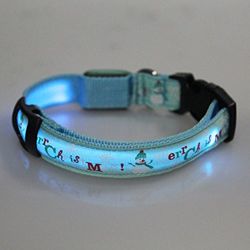 Itery LED Flashing Light up Pets Collar Christmas Snowman Pattern