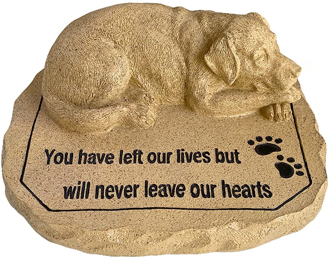 Lily's Home Weather Resistant Outdoor Memorial Garden Headstone with Dog Figurine