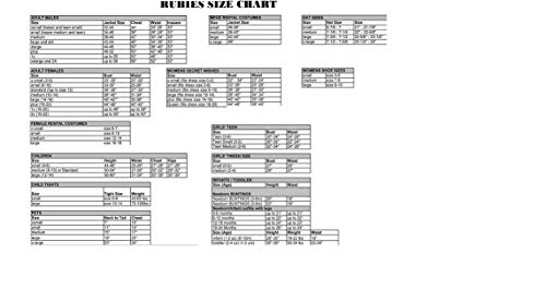 Dress size chart for dogs