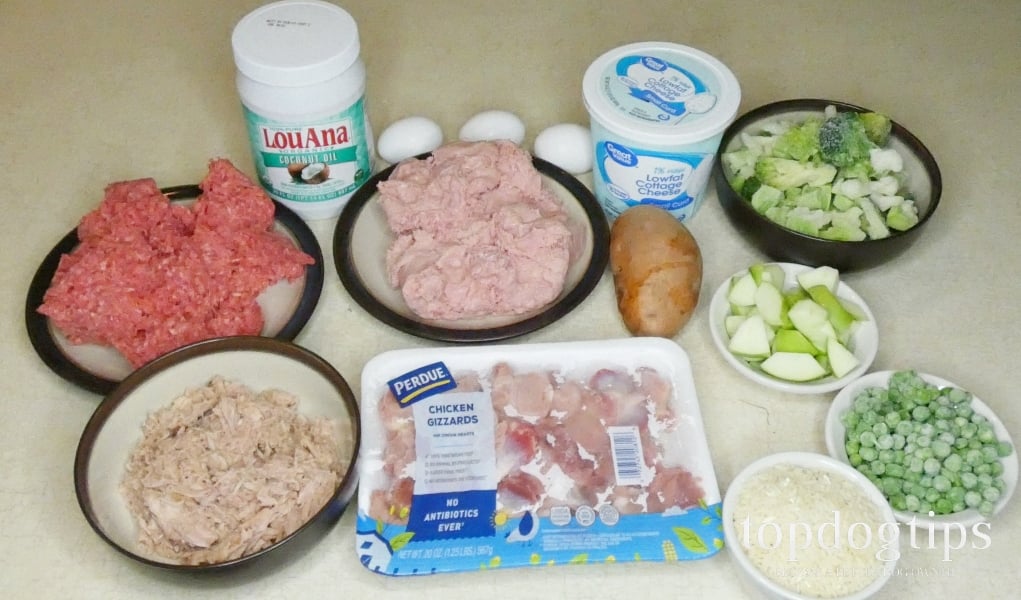 Ingredients for a Low-Fat Dog Food meal