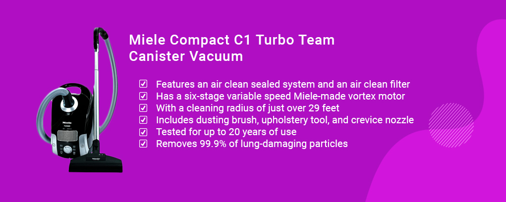 Miele Turbo Team Canister Vacuum, Obsidian Black