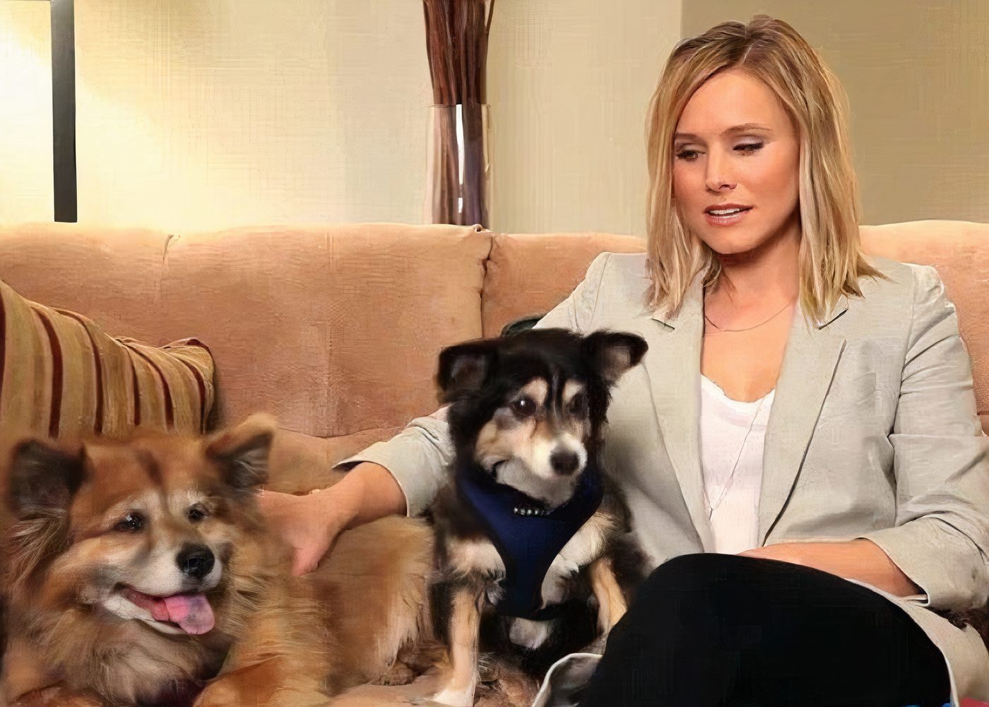 Kristen Bell and Dogs Lola and Mr. Shakes