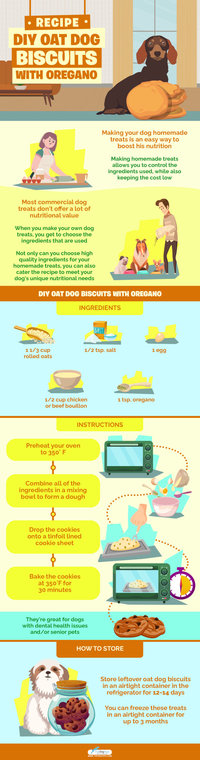 DIY Oat Dog Biscuits with Oregano infographics