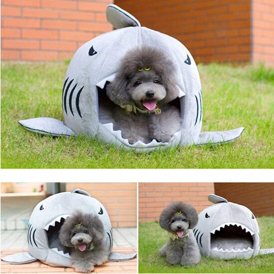 Spexpet Grey Shark Bed for Small Dogs