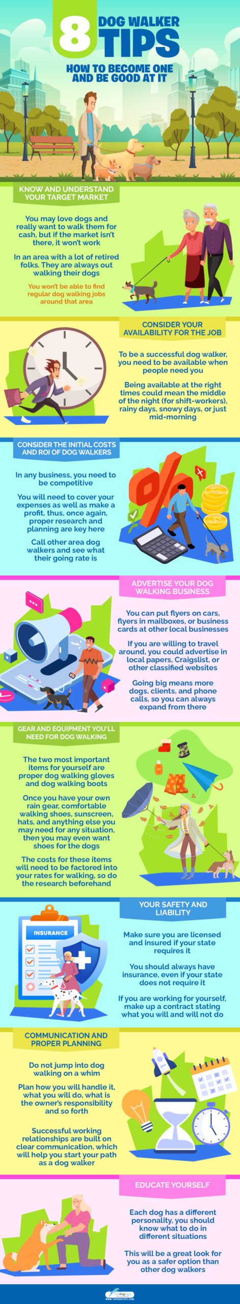 8 Dog Walker Tips infographics