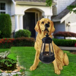 Notakia Golden Retriever Statue with Solar-LED Windproof Lamp