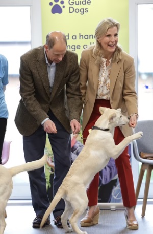 The Duke and Duchess of Edinburgh looking dashing as they trained puppies on the third day of Coronation events