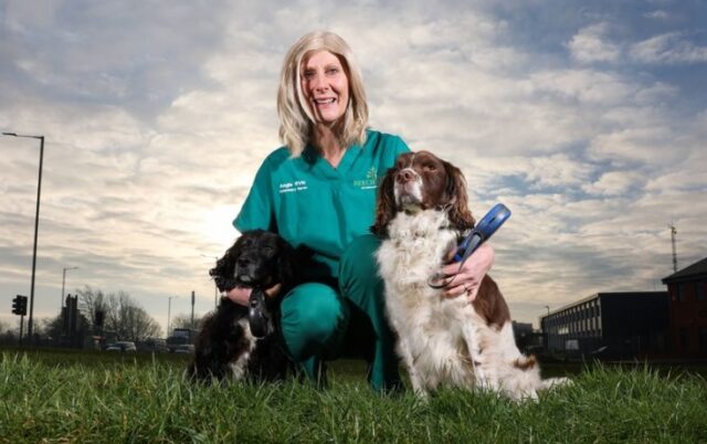 Vet nurse Angie Shaw with her dogs