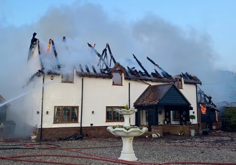 House fire in Dunmow Road, Takeley, Essex on May 21, 2023