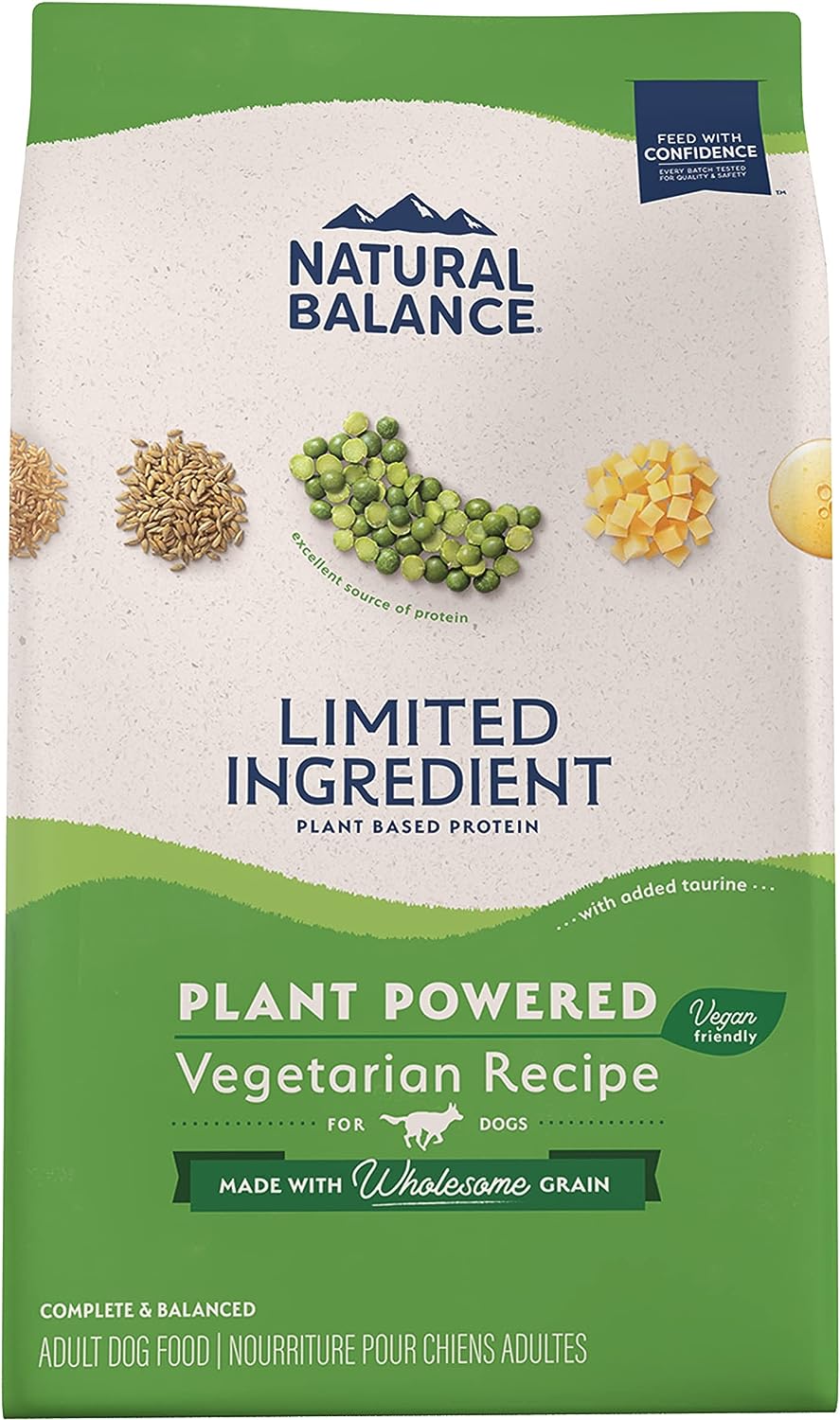 Natural Balance Limited Ingredient Adult Dry Dog Food with Vegan Plant Based Protein and Healthy Grains