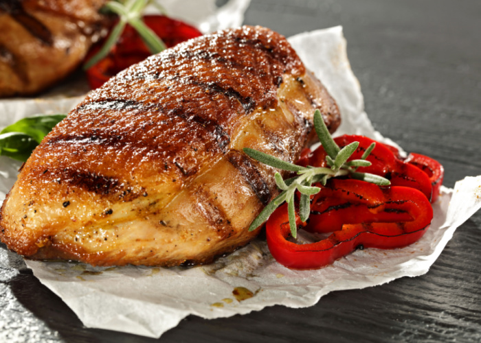 closeup of a cooked duck meat